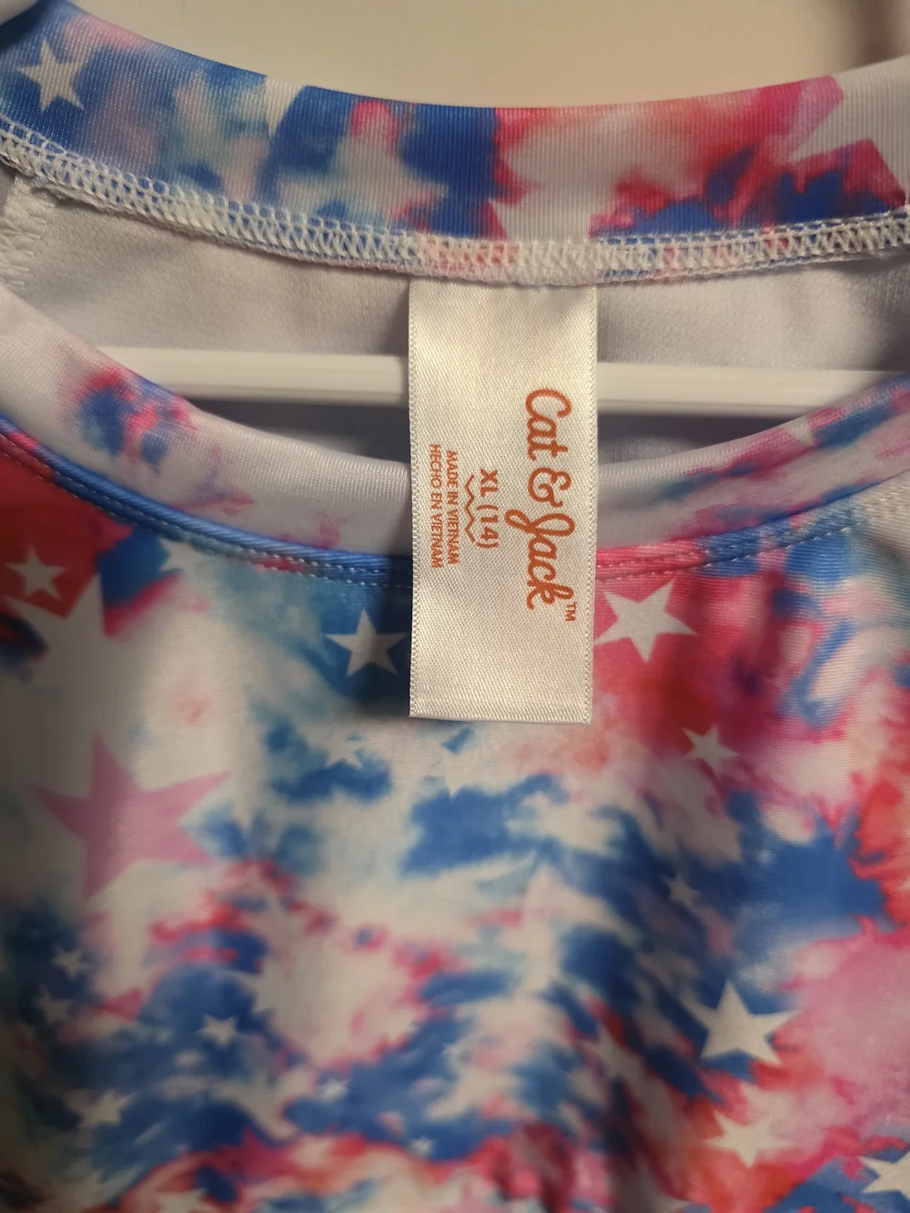 Cat & Jack Girls Long-Sleeve Swim Set - Pink & Blue Star Tie-Dye